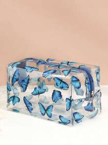 Necessaire, Necessaire Transparente de PVC com Estampa de Borboleta, Organizador de Necessaire, Bolsa de Necessaire, Bolsa de Cosméticos, Bolsa de Viagem, Essenciais de Viagem, Essenciais de Cruzeiro, Essenciais de Dormitório, Presentes para Damas de Honra, Presentes para Mãe, Presentes de Aniversário, Presentes para Amigos e Professores, Decoração de Casa, Decoração de Banheiro, Sala de Estar, Quarto, Organizador de Banheiro, Organizador de Joias, Organizador de Batons, Organizador de Esmaltes, Organizador de Maquiagem, Estojo de Maquiagem, Organizador de Viagem de Maquiagem, Essenciais Transparentes, Presentes, Acessórios com Zíper, Unhas