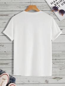 Manfinity Homme 男士山圖案T恤 - 白色 - 查看 2