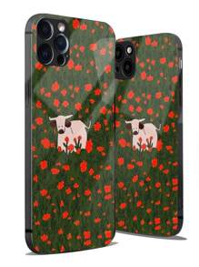 卡通奶牛圖案玻璃手機外殼 - 彩色 - 查看 2