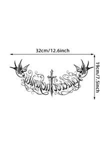 1 tờ Nhãn dán hình xăm đồ họa chữ cái - Đen và trắng - Xem 4