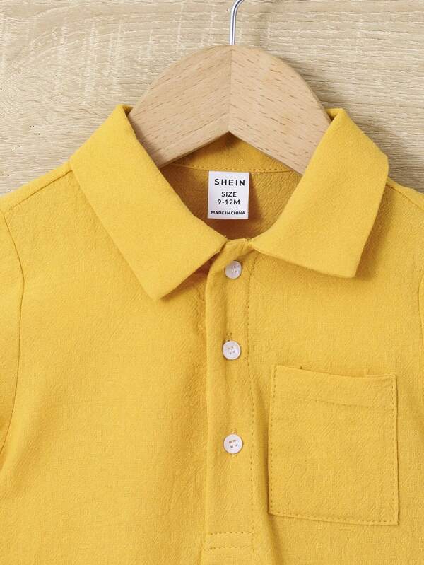SHEIN Baby Boy Patched Pocket Romper SHEIN USA