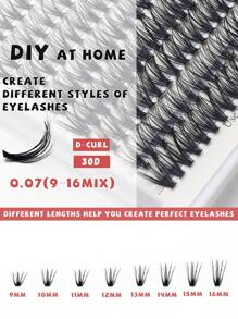 240 片 30D 9-16 毫米 D 卷曲簇状睫毛单根睫毛睫毛延长簇状睫毛柔软自然假睫毛单根 DIY 睫毛延长睫毛簇、睫毛簇、单根睫毛、睫毛、假睫毛 - 米色 - 查看 9