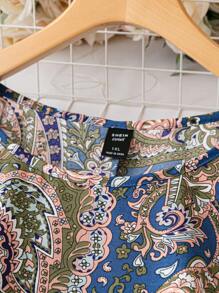 SHEIN LUNE 大碼滿版印花A字連衣裙 - 彩色 - 查看 3