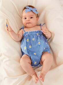 Cozy Pixies 嬰兒嬰兒花卉和格子印花吊帶連體衣 - 彩色 - 查看 4