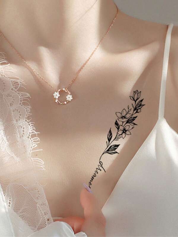 30Pcs English Word And Sentence Temporary Tattoo, Body Arm Wrist Ankle