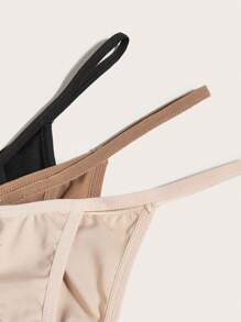 Women's Casual Knitted Multicolor Thong Panties 3 Packs - Multicolor - View 3