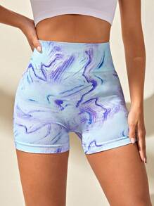 Easithlete 大理石圖案寬腰帶運動短褲