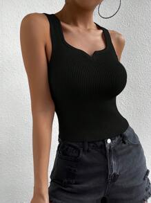 Chiquease Solid Ribbed Knit Knit Top - Black - View 4