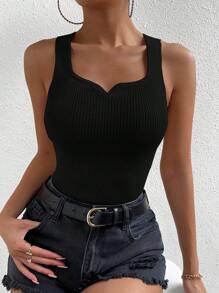 Chiquease Solid Ribbed Knit Knit Top - Black - View 5