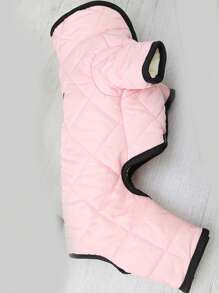 1入組可愛雙色棉被寵物連身褲，粉色厚柔軟寵物連身褲適用於秋季狗 - 粉色 - 查看 3