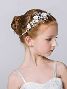 1pc Girls Children Princess Headband Hair Accessory, White, For Dance & Birthday - White - View 1