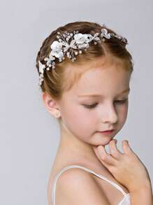 1pc Girls Children Princess Headband Hair Accessory, White, For Dance & Birthday - White - View 3