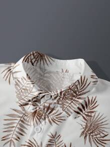 Manfinity Dauomo 男士熱帶圖案襯衫 - 白色 - 查看 3