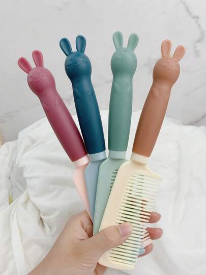 兔耳造型手柄梳子，可爱兔耳手柄顺发梳，适合所有发质，适用于任何发质的梳子，边缘梳，顺发梳，球形梳，迷你梳子套装，木梳，梳子，边缘梳，梳子套装，梳子，迷你梳子，顺发梳，梳子，理发师，美发设备，发型，美发，梳子，梳子套装，梳子，卷发梳，顺发梳，女士梳子，理发师配件，理发店，美发设备