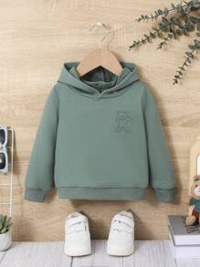 SHEIN Áo nỉ in hình gấu cho bé trai - Màu xanh Bạc hà - Xem 1