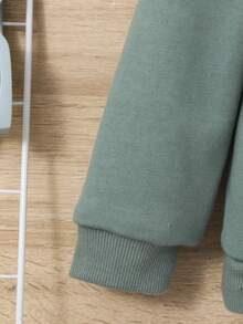 SHEIN Áo nỉ in hình gấu cho bé trai - Màu xanh Bạc hà - Xem 4