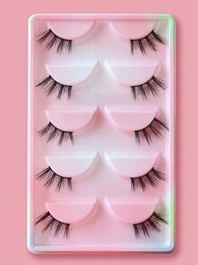 Lông mi giả, 5 cặp Lông mi giả nửa mắt Mắt mèo Lông mi giả lông chồn tự nhiên Trang điểm tự nhiên Lông mi giả cho bữa tiệc hóa trang - màu đen - Xem 2