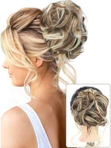 短卷合成纖維頭髮髻 - 彩色 - 查看 1