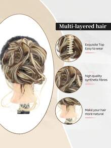 短卷合成纖維頭髮髻 - 彩色 - 查看 5