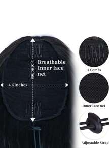 長款卷馬尾合成纖維接髮 - 黑色 - 查看 5