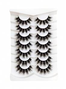 假睫毛,7雙18毫米完整睫毛人造睫毛毛茸茸柔軟厚濃密卷翹自然纖長假睫毛假睫毛 - 黑色 - 查看 8