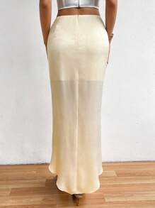 Chiquease Solid Ruched Split Thigh Skirt