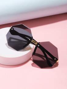 1pair Kids Geometric Lens Rimless Fashion Glasses For Outdoor - Grey - View 1