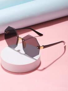 1pair Kids Geometric Lens Rimless Fashion Glasses For Outdoor - Grey - View 2