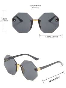 1pair Kids Geometric Lens Rimless Fashion Glasses For Outdoor - Grey - View 3