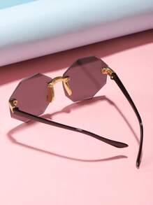 1pair Kids Geometric Lens Rimless Fashion Glasses For Outdoor - Grey - View 4