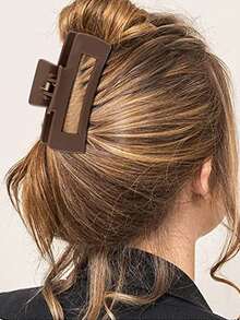 Hair Clips,1Pc Rectangle Design Hair Claw No-Trace Hair Claw For Thick And Thin Hair,Hair Diy Styling Tools - Coffee Brown - View 2