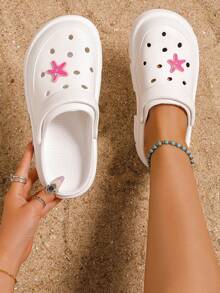 Phụ nữ trang trí hình sao biển Guốc rỗng có lỗ thông hơi, Guốc EVA màu trắng thời trang - trắng - Xem 2