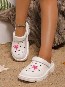 Phụ nữ trang trí hình sao biển Guốc rỗng có lỗ thông hơi, Guốc EVA màu trắng thời trang - trắng - Xem 5
