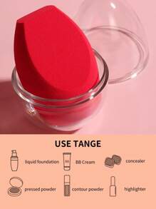 cosmetic sponge,1pc Makeup Sponge & 1pc Organizer Beauty Cosmetic Foundation Sponge Makeup Blender - Red - View 4