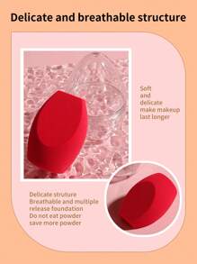 cosmetic sponge,1pc Makeup Sponge & 1pc Organizer Beauty Cosmetic Foundation Sponge Makeup Blender - Red - View 5