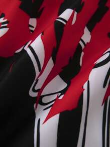 ROMWE MEN Street Life Các bạn Lá thư & Bộ xương In tay Eo dây rút Quần short - màu đen - Xem 3