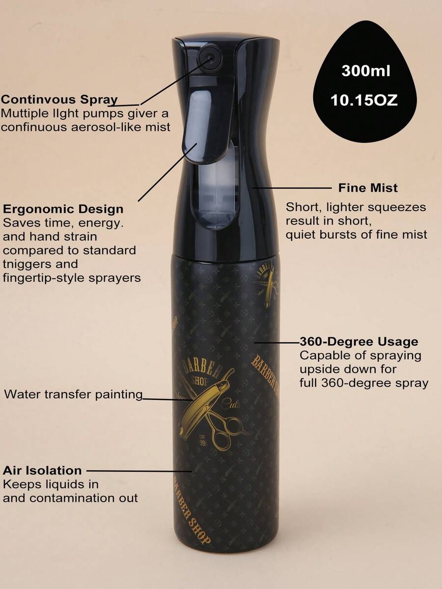 Spray Bottle,1Pc 300Ml Salon Hairdressing Sprayer Black Nozzle Subpackage Bottle Empty Bottle Dispenser Bottle - Multicolor - View 1