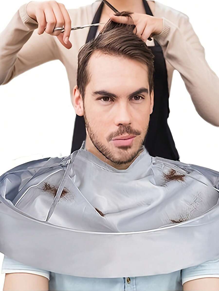 1 chiếc Áo choàng cắt tóc & Áo choàng làm tóc, Dụng cụ cắt tóc tại nhà di động, chống thấm nước và có thể gấp lại - Xám - Xem 1