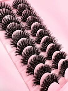 10 对仿貂皮蓬松自然假睫毛，假睫毛纤长妆容，3D 仿貂皮睫毛，猫睫毛，3D 仿貂皮睫毛，自然假睫毛，浓密睫毛，睫毛延长，Ashes 仿貂皮蓬松自然假睫毛，假睫毛纤长妆容，手工睫毛延长，貂皮睫毛，用于美容眼部猫咪节日舞台表演，睫毛，睫毛，假睫毛 - 黑色 - 查看 1