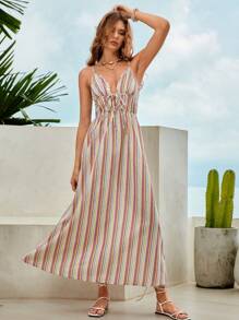 Bohemela 條紋印花吊帶洋裝 - 彩色 - 查看 4