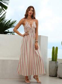 Bohemela 條紋印花吊帶洋裝 - 彩色 - 查看 1