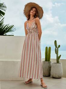 Bohemela 條紋印花吊帶洋裝 - 彩色 - 查看 5