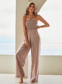 Bohemela Áo liền quần nữ Thắt nút Dải chun Sọc Giải trí - Nhiều màu - Xem 1