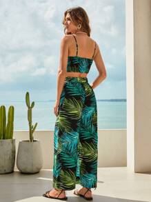 SHEIN VCAY Bộ đồ hai mảnh nữ Dải chun Nhiệt đới Boho - Nhiều màu - Xem 2