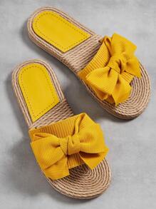 Women's Flat Sandals With Handmade Bow Decor