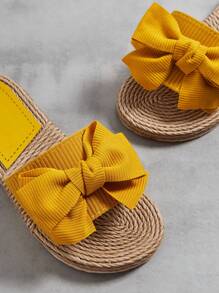Women's Flat Sandals With Handmade Bow Decor