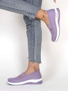 女士極簡一腳蹬運動戶外織物休閒鞋 - 紫色 - 查看 2