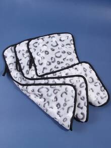 Facial Cleaning Towel,3Pcs 39.5 X 20.7Cm Leopard Pattern Makeup Towel For Face Washing - Grey - View 2