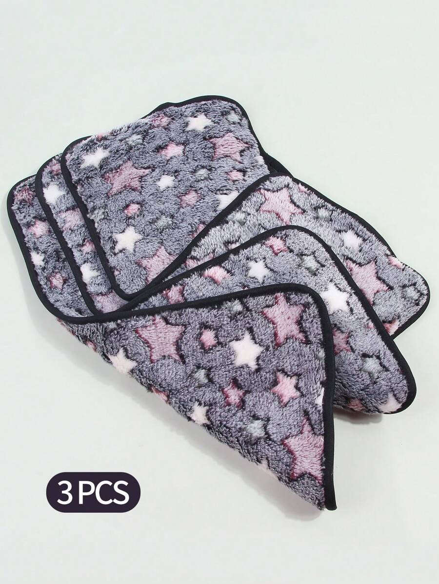 Facial Cleaning Towel,3Pcs 39.5 X 20.7Cm Star Pattern Makeup Towel Facial Cloth For Skin Care - Grey - View 1