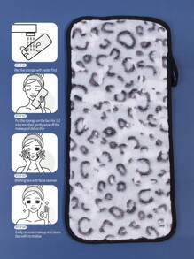Facial Cleaning Towel,3Pcs 39.5 X 20.7Cm Leopard Pattern Makeup Towel For Face Washing - Grey - View 6